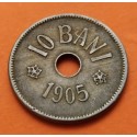 RUMANIA 10 BANI 1905 CORONA y ORLA DEL PAIS KM.32 MONEDA DE NICKEL MBC- Roumanie Romania coin