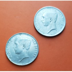 2 monedas x BELGICA 1 FRANCO 1911 ALBERTO REY Leyenda DER+ DES BELGES Rey ALBERTO KM. 73.1 MONEDA DE PLATA MBC++