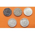 5 monedas x SUECIA 10 ORE 1913/1927 CORONA REY GUSTAV V KM.780 MONEDA DE PLATA MBC Sweden silver coin