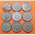 9 monedas x SUECIA 25 ORE 1952/1961 CORONA REY GUSTAV V Y VALOR KM.824 MONEDA DE PLATA MBC Sweden silver