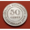 ESTRECHOS MALAYOS 50 CENTIMOS 1920 REY JORGE V KM.35.1 MONEDA DE PLATA SC- Straits Settlements 50 Cents Ref/2