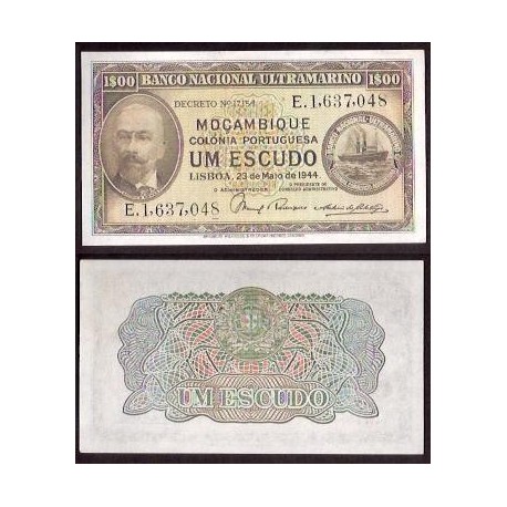 MOZAMBIQUE 1 ESCUDO 1944 SC PICK 92 PORTUGAL UNC