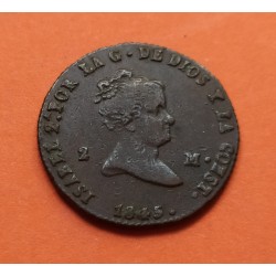 ESPAÑA REINA ISABEL II 2 MARAVEDIES 1845 Ceca de SEGOVIA KM.532 MONEDA DE COBRE Spain 2 Maravedis