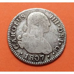 ESPAÑA Rey CARLOS IIII 2 REALES 1807 CN Ceca de SEVILLA KM.95 MONEDA DE PLATA  Spain silver coin Carolus IIII