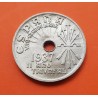 ESPAÑA 25 CENTIMOS 1937 II AÑO TRIUNFAL FRANCISCO FRANCO KM.753 MONEDA DE NICKEL SC SIN CIRCULAR