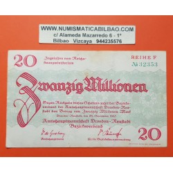 1 billete x ALEMANIA 20 MILLONES DE MARCOS 1923 DRESDEN NEUSTADT COLOR VERDE y ROJO Pick 108 EBC Germany 20 MILLIONEN