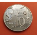 TRINIDAD y TOBAGO 10 DOLARES 1974 CARABELAS y MAPA KM.24A MONEDA DE PLATA PROOF 1 ONZA silver coin