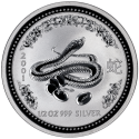 AUSTRALIA 50 CENTAVOS 2001 AÑO DE LA SERPIENTE I SERIE LUNAR MONEDA DE PLATA SILVER 1/2 ONZA OUNCE HALF OZ SNAKE