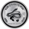 AUSTRALIA 50 CENTAVOS 2001 AÑO DE LA SERPIENTE I SERIE LUNAR MONEDA DE PLATA SILVER 1/2 ONZA OUNCE HALF OZ SNAKE
