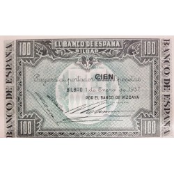 @MATRIZ ORIGINAL@ Euskadi 100 PESETAS 1937 BANCO DE VIZCAYA Pick S.564 BILLETE SC GOBIERNO DE EUZKADI Guerra Civil BILBAO