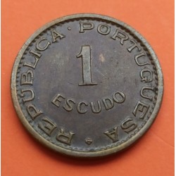ANGOLA 1 ESCUDO 1972 ESCUDO Y VALOR KM.76 MONEDA DE BRONCE EBC- República Portuguesa Portugal