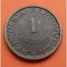 ANGOLA 1 ESCUDO 1972 ESCUDO Y VALOR KM.76 MONEDA DE BRONCE EBC- República Portuguesa Portugal