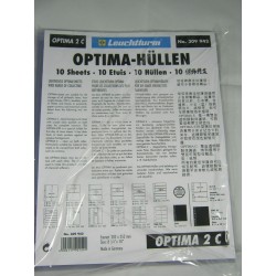 OPTIMA 10 hojas de 2 ESPACIOS PARA BILLETES modelo 309942 PLASTICO DE GRAN CALIDAD SIN PVC para ALBUM OPTIMA LEUCHTTURM