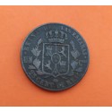 ESPAÑA REINA ISABEL II 25 CENTIMOS DE REAL 1862 Ceca de SEGOVIA KM.615.2 MONEDA DE COBRE DESGASTE Spain