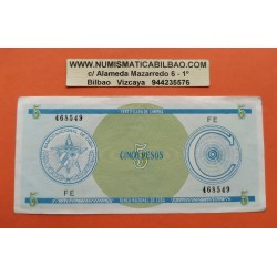 CARIBE 5 PESOS (1985) CERTIFICADO USO TURISTICO PICK FX 13 BILLETE CIRCULADO SERIE FE 468549 CARIBBEAN