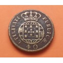 PORTUGAL 40 REIS 1821 REY JUAN VI DEL ALGARVE y BRASIL KM.370 MONEDA DE BRONCE @ESCASA@ King Joao VI R/1