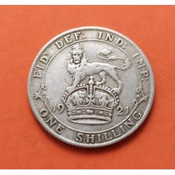 INGLATERRA 1 SHILLING 1921 LEON y REY JORGE V KM.833 MONEDA DE PLATA BAJA MUY CIRCULADA UK silver
