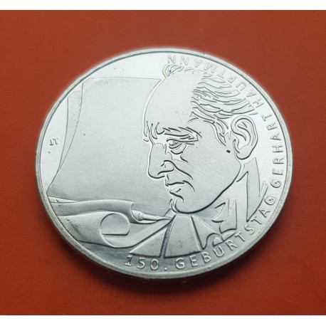 @MANCHITA@ ALEMANIA 10 EUROS 2012 Ceca J GERHART HAUPTMANN MONEDA DE NICKEL SC Germany BRD Euro coin