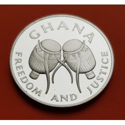 GHANA 100 CEDIS 1986 TAMBORES TRIBALES COMMONWEALTH GAMES BOXEO KM.27 MONEDA DE PLATA PROOF Africa silver