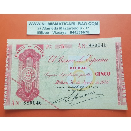 . BILBAO 5 PESETAS 1936 Serie A BANCO de VIZCAYA @LUJO@ EUSKADI