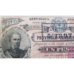 @RARO@ ARGENTINA 1 PESO 1897 PROVINCIA DE CORRIENTES Serie B458318  Pick S1131 BILLETE MBC-