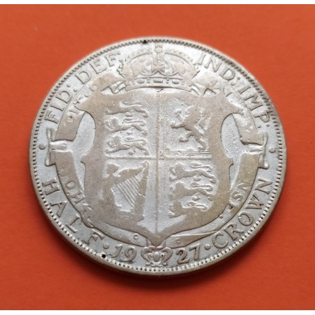INGLATERRA 1/2 CORONA 1927 REY JORGE V KM.835 MONEDA DE PLATA MBC- Great Britain UK Half Crown silver coin