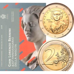 @RARA@ SAN MARINO 2 EUROS 2018 LORENZO BERNINI 420 AÑOS DE SU NACIMIENTO SC MONEDA EN ESTUCHE/BLISTER