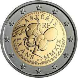 @RARA@ FRANCIA 2 EUROS 2019 ASTERIX SC MONEDA CONMEMORATIVA El cliente recibirá 1 coincard con un personaje al azar
