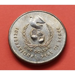 AUSTRALIA 1 DOLAR 1986 PALOMA AÑO DE LA PAZ KM.87 MONEDA DE LATON EBC RAYITAS $1 dollar coin