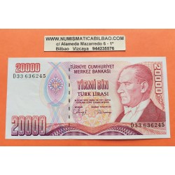 TURQUIA 20000 LIRAS 1970 1995 MIMAR SINAN y RASCACIELOS Pick 202 BILLETE SC TURKEY UNC BANKNOTE LIRASI