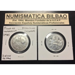 MIRAVALLES 2 KILOS DE PAN 1937 1939 FICHA DE COOPERATIVA DE CONSUMO LA MIRAVALLESA MONEDA DE ALUMINIO SC EUSKADI VIZCAYA