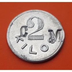 MIRAVALLES 2 KILOS DE PAN 1937 1939 FICHA DE COOPERATIVA DE CONSUMO LA MIRAVALLESA MONEDA DE ALUMINIO SC EUSKADI VIZCAYA