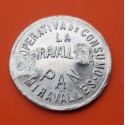 MIRAVALLES 2 KILOS DE PAN 1937 1939 FICHA DE COOPERATIVA DE CONSUMO LA MIRAVALLESA MONEDA DE ALUMINIO SC EUSKADI VIZCAYA