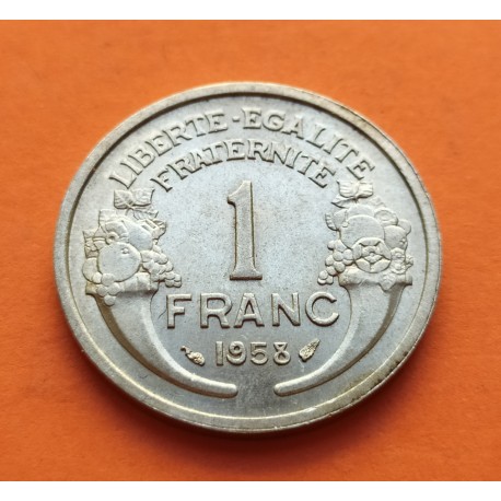 FRANCIA 1 FRANCO 1958 MORLON KM.885.A.2 MONEDA DE ALUMINIO SC- France 1 Franc 4ª República