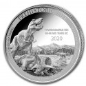 @1 ONZA 2020@ CONGO 20 FRANCOS 2020 DINOSAURIO TYRANNOSAURUS REX Prehistoric Life PROOFLIKE 1ª MONEDA DE PLATA OZ cápsula T-REX