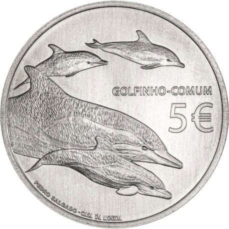 .PORTUGAL 5 EUROS 2020 DELFIN COMUN 2ª MONEDA DE NICKEL SC Tirada 20.000 uds GOLFINHO COMUM