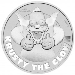 @1 ONZA 2020@ TUVALU 1 DOLAR 2020 EL PAYASO KRUSTY THE CLOWN Serie THE SIMPSONS MONEDA DE PLATA PURA Cápsula OZ