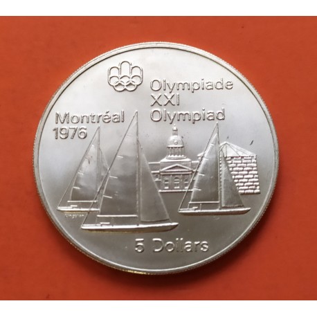 CANADA 5 DOLARES 1973 OLIMPIADA MONTREAL 76 VELA KM.84 MONEDA PRECIO DE