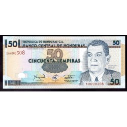 HONDURAS 50 LEMPIRAS 1996  JUAN MANUEL GALVEZ y BANCO CENTRAL Pick 74D BILLETE SC UNC BANKNOTE