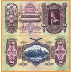 HUNGRIA 100 PENGO 1930 FORTALEZA SOBRE EL RIO Serie E776 Pick 98 BILLETE SC Hungary Szaz Pengo