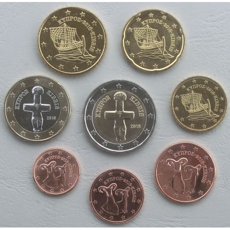 CHIPRE MONEDAS EURO 2016 SC : 1+2+5+10+20+50 Centimos + 1 EURO + 2 EUROS 2016 SERIE TIRA Cyprus Zypern