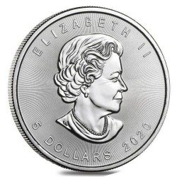 .@1 ONZA 2020@ CANADA 5 DOLARES 2020 HOJA DE ARCE MONEDA DE PLATA PURA SC $5 Dollars Coin OZ OUNCE MAPLE LEAF