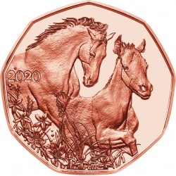 .AUSTRIA 5 EUROS 2020 Moneda 2ª Serie PASCUA CABALLOS SALVAJES COBRE SC Osterreich coin