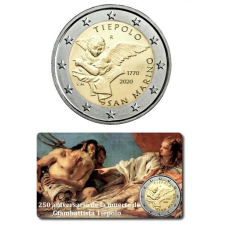 SAN MARINO 2 EUROS 2020 PINTOR GIAMBATTISTA TIEPOLO 250 AÑOS DE SU MUERTE SC @RARA@ 2ª MONEDA CONMEMORATIVA ESTUCHE