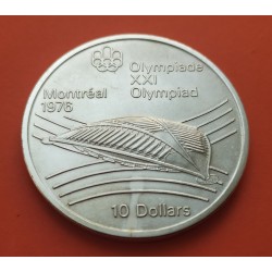 . CANADA 10 DOLARES 1973 OLIMPIADA MONTREAL SKYLINE PLATA SC-