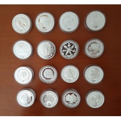 16 monedas x AUSTRALIA 5 DOLARES 1999 + 2000 JUEGOS OLIMPICOS DE SIDNEY PLATA PROOF 1 ONZA OZ ESTUCHE OFICIAL