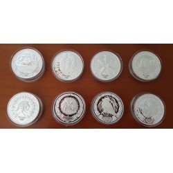 16 monedas x AUSTRALIA 5 DOLARES 1999 + 2000 JUEGOS OLIMPICOS DE SIDNEY PLATA PROOF 1 ONZA OZ ESTUCHE OFICIAL