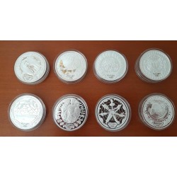 16 monedas x AUSTRALIA 5 DOLARES 1999 + 2000 JUEGOS OLIMPICOS DE SIDNEY PLATA PROOF 1 ONZA OZ ESTUCHE OFICIAL
