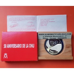 ESPAÑA 2000 PESETAS 1995 ONU 50 ANIVERSARIO MONEDA DE PLATA PROOF ESTUCHE CERTIFICADO FNMT