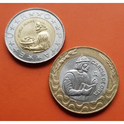 2 monedas x PORTUGAL 100 ESCUDOS 1990 PEDRO NUNES KM.645 + 200 ESCUDOS 1991 GARCIA DE ORTA KM.555 BIMETALICAS SC-